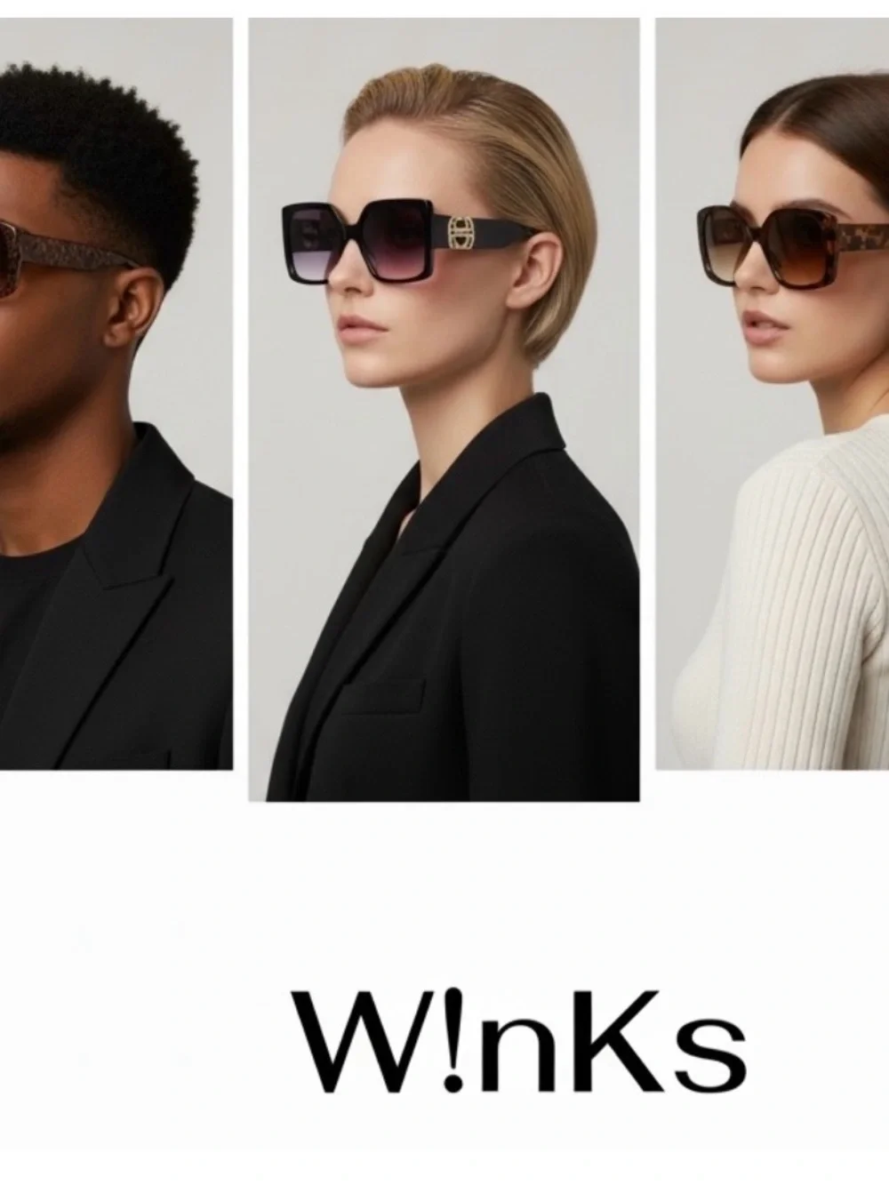 W!nks- Cream Tortoiseshell Square Sunglasses in Amber - Unisex Accessories
